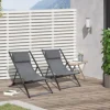 Outsunny 2Pcs Texteline Chaise Lounge Recliner Chair Adjust Lounger Patio Grey