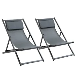 Outsunny 2Pcs Texteline Chaise Lounge Recliner Chair Adjust Lounger Patio Grey 5 Outsunny 2Pcs Texteline Chaise Lounge Recliner Chair Adjust Lounger Patio Grey -Cheap Grow And Trim Store outsunny 2pcs texteline chaise lounge recliner chair adjust lounger patio grey5056029895566 02c MP