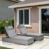 Outsunny 3 PCS Outdoor Rattan Lounger Table Sectional Conversation Furniture Set