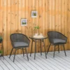 Outsunny 3 PCS Patio Resin Wicker Hand Woven Bistro Set 2 Chairs 1 Coffee Table