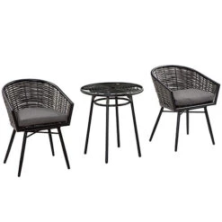 Outsunny 3 PCS Patio Resin Wicker Hand Woven Bistro Set 2 Chairs 1 Coffee Table -Cheap Grow And Trim Store outsunny 3 pcs patio resin wicker hand woven bistro set 2 chairs 1 coffee table5056534578473 02c MP