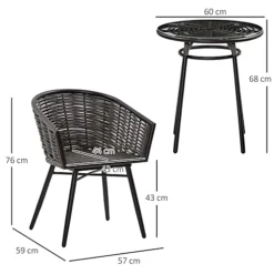 Outsunny 3 PCS Patio Resin Wicker Hand Woven Bistro Set 2 Chairs 1 Coffee Table -Cheap Grow And Trim Store outsunny 3 pcs patio resin wicker hand woven bistro set 2 chairs 1 coffee table5056534578473 03c MP