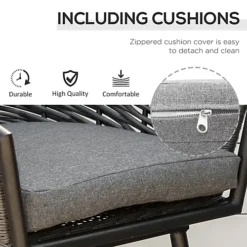 Outsunny 3 PCS Patio Resin Wicker Hand Woven Bistro Set 2 Chairs 1 Coffee Table -Cheap Grow And Trim Store outsunny 3 pcs patio resin wicker hand woven bistro set 2 chairs 1 coffee table5056534578473 06c MP