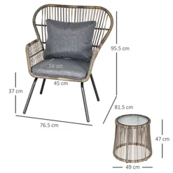 Outsunny 3 PCS Webbed PE Rattan Outdoor Patio Set With Cushions Steel Frame Grey -Cheap Grow And Trim Store outsunny 3 pcs webbed pe rattan outdoor patio set with cushions steel frame grey5056399122811 03c MP