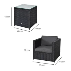 Outsunny 3Pcs Patio 2 Seater Rattan Sofa Garden Furniture Set Coffee With Cushions Black -Cheap Grow And Trim Store outsunny 3pcs patio 2 seater rattan sofa garden furniture set coffee with cushions black5056029833001 03c MP