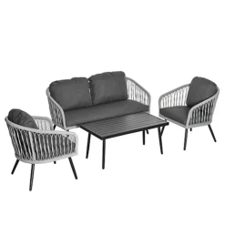 Outsunny 4 Piece Rattan Patio Furniture Set With 2 Sofa 1 Loveseat & Coffee Table -Cheap Grow And Trim Store outsunny 4 piece rattan patio furniture set with 2 sofa 1 loveseat coffee table5056534557225 02c MP
