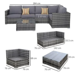Outsunny 4 Pieces Rattan Furniture Set Sofa Chair Coffee Table Wicker Grey -Cheap Grow And Trim Store outsunny 4 pieces rattan furniture set sofa chair coffee table wicker grey5055974828827 03c MP