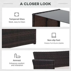 Outsunny 4pc Patio Garden Rattan Wicker Sofa 2-Seater Loveseat Chair Table Brown -Cheap Grow And Trim Store outsunny 4pc patio garden rattan wicker sofa 2 seater loveseat chair table brown5056399103483 06c MP