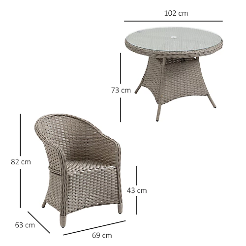 Outsunny 5 PCS Outdoor Patio PE Rattan Dining Set With Umbrella Hole 3 Outsunny 5 PCS Outdoor Patio PE Rattan Dining Set With Umbrella Hole - Image 3