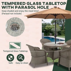 Outsunny 5 PCS Outdoor Patio PE Rattan Dining Set With Umbrella Hole 7 Outsunny 5 PCS Outdoor Patio PE Rattan Dining Set With Umbrella Hole -Cheap Grow And Trim Store outsunny 5 pcs outdoor patio pe rattan dining set with umbrella hole5056534577803 06c MP