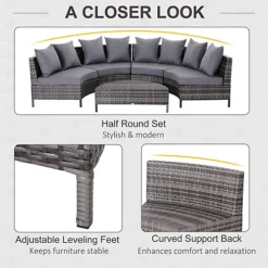 Outsunny 5PCS Garden Rattan Wicker Sofa Outdoor Patio Furniture Set With Pillow -Cheap Grow And Trim Store outsunny 5pcs garden rattan wicker sofa outdoor patio furniture set with pillow5056029880999 06c MP