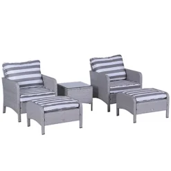 Outsunny 5pcs Outdoor Patio Furniture Set Wicker Conversation Grey -Cheap Grow And Trim Store outsunny 5pcs outdoor patio furniture set wicker conversation grey5056399101786 02c MP