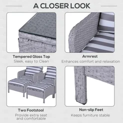 Outsunny 5pcs Outdoor Patio Furniture Set Wicker Conversation Grey -Cheap Grow And Trim Store outsunny 5pcs outdoor patio furniture set wicker conversation grey5056399101786 06c MP