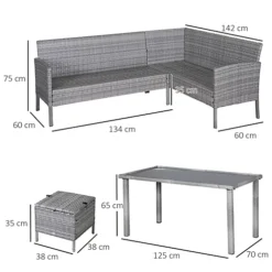 Outsunny 6Pcs Rattan Sofa Set Coffee Table Footstool Outdoor With Cushion Mixed Grey -Cheap Grow And Trim Store outsunny 6pcs rattan sofa set coffee table footstool outdoor with cushion mixed grey5056399103803 03c MP