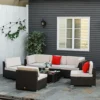 Outsunny 7PC Rattan Furniture Sectional Sofa Set Coffee Table Buckle Structure