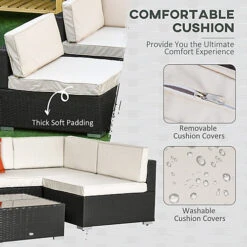 Outsunny 7PC Rattan Furniture Sectional Sofa Set Coffee Table Buckle Structure -Cheap Grow And Trim Store outsunny 7pc rattan furniture sectional sofa set coffee table buckle structure5055974876897 06c MP