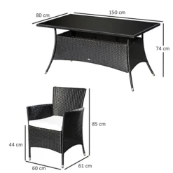 Outsunny 7pc Rattan Garden Furniture Dining Set Wicker Patio Conservatory Seater Black -Cheap Grow And Trim Store outsunny 7pc rattan garden furniture dining set wicker patio conservatory seater black5055974823235 03c MP