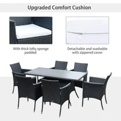 Outsunny 7pc Rattan Garden Furniture Dining Set Wicker Patio Conservatory Seater Black -Cheap Grow And Trim Store outsunny 7pc rattan garden furniture dining set wicker patio conservatory seater black5055974823235 06c MP