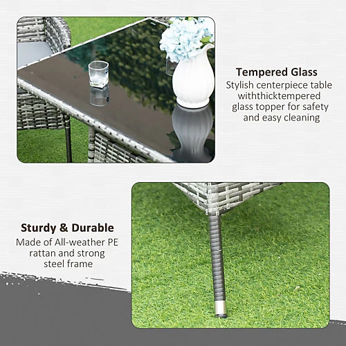 Outsunny 7pc Rattan Garden Furniture Dining Set Wicker Patio Conservatory Seater Grey 4 Outsunny 7pc Rattan Garden Furniture Dining Set Wicker Patio Conservatory Seater Grey - Image 4