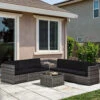 Outsunny 8Pcs Patio Rattan Sofa Set Garden Furniture Side Table With Cushion Grey