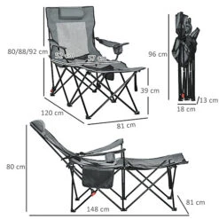 Outsunny Foldable Reclining Garden Chairs With Footrest And Adjustable Backrest, Portable Camping Chair With Headrest -Cheap Grow And Trim Store outsunny foldable reclining garden chairs with footrest and adjustable backrest portable camping chair with headrest5056602947835 03c MP