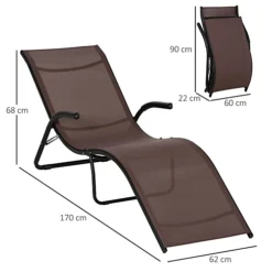 Outsunny Folding Lounge Chair, Outdoor Chaise For Beach, Poolside, Brown -Cheap Grow And Trim Store outsunny folding lounge chair outdoor chaise for beach poolside brown5056534557720 03c MP