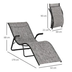 Outsunny Folding Lounge Chair, Outdoor Chaise For Beach, Poolside, Grey 6 Outsunny Folding Lounge Chair, Outdoor Chaise For Beach, Poolside, Grey -Cheap Grow And Trim Store outsunny folding lounge chair outdoor chaise for beach poolside grey5056534557768 03c MP