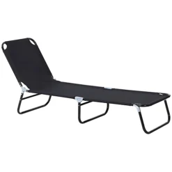 Outsunny Folding Lounge Chair Outdoor Chaise For Bench Patio Black -Cheap Grow And Trim Store outsunny folding lounge chair outdoor chaise for bench patio black5056399118661 02c MP