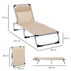 Outsunny Folding Outdoor Reclining Sun Lounger Chair Aluminium Frame Khaki -Cheap Grow And Trim Store outsunny folding outdoor reclining sun lounger chair aluminium frame khaki5056399127410 03c MP
