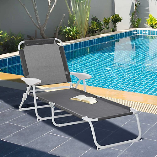 Outsunny Folding Sun Lounger Garden Reclining Lounge Chair 4-Level Backrest 1 Outsunny Folding Sun Lounger Garden Reclining Lounge Chair 4-Level Backrest
