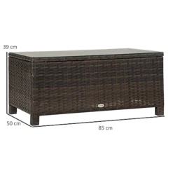 Outsunny Garden Rattan Side Table, Wicker Coffee Desk, Glass Top Mixed Brown -Cheap Grow And Trim Store outsunny garden rattan side table wicker coffee desk glass top mixed brown5060348504283 03c MP