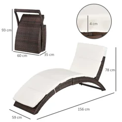 Outsunny Garden Rattan Sun Lounger Foldable Patio Recliner Chaise Chair Brown -Cheap Grow And Trim Store outsunny garden rattan sun lounger foldable patio recliner chaise chair brown5060348504870 03c MP