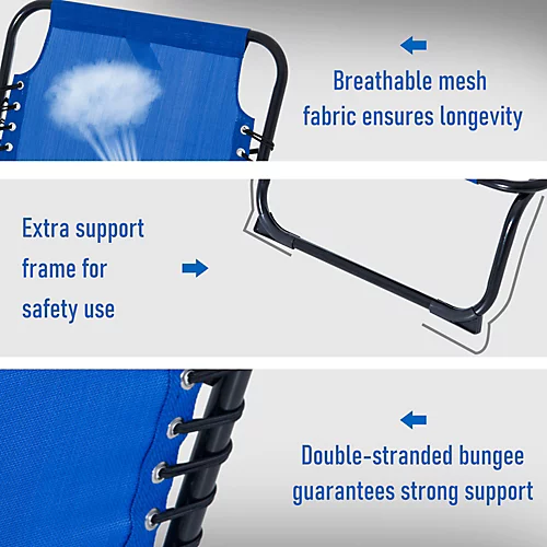 Outsunny Garden Sun Lounger Reclining Cot Foldable Hiking Camping Chair Recliner 4 Outsunny Garden Sun Lounger Reclining Cot Foldable Hiking Camping Chair Recliner - Image 4