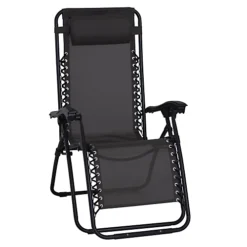 Outsunny Metal Frame Zero Gravity Lounger W/ Head Pillow For Patio Decking Black -Cheap Grow And Trim Store outsunny metal frame zero gravity lounger w head pillow for patio decking black5056029827130 02c MP