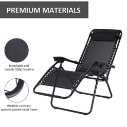 Outsunny Metal Frame Zero Gravity Lounger W/ Head Pillow For Patio Decking Black -Cheap Grow And Trim Store outsunny metal frame zero gravity lounger w head pillow for patio decking black5056029827130 06c MP