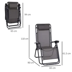 Outsunny Metal Frame Zero Gravity Lounger W/ Head Pillow For Patio Decking Grey 6 Outsunny Metal Frame Zero Gravity Lounger W/ Head Pillow For Patio Decking Grey -Cheap Grow And Trim Store outsunny metal frame zero gravity lounger w head pillow for patio decking grey5056534535711 03c MP