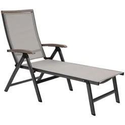 Outsunny Outdoor Folding Sun Lounger W/ Adjustable Backrest And Aluminium Brown -Cheap Grow And Trim Store outsunny outdoor folding sun lounger w adjustable backrest and aluminium brown5056534574819 02c MP