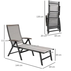 Outsunny Outdoor Folding Sun Lounger W/ Adjustable Backrest And Aluminium Brown -Cheap Grow And Trim Store outsunny outdoor folding sun lounger w adjustable backrest and aluminium brown5056534574819 03c MP