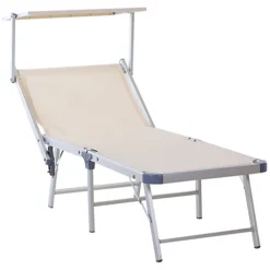 Outsunny Outdoor Lounger Fold 180 Degrees Reclining Chair With Adjustable Canopy Beige -Cheap Grow And Trim Store outsunny outdoor lounger fold 180 degrees reclining chair with adjustable canopy beige5056399103964 02c MP
