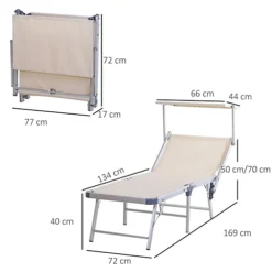 Outsunny Outdoor Lounger Fold 180 Degrees Reclining Chair With Adjustable Canopy Beige -Cheap Grow And Trim Store outsunny outdoor lounger fold 180 degrees reclining chair with adjustable canopy beige5056399103964 03c MP