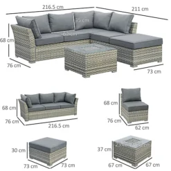 Outsunny Patio PE Rattan Sofa Sectional Conversation Furniture Set With Ice Bucket -Cheap Grow And Trim Store outsunny patio pe rattan sofa sectional conversation furniture set with ice bucket5056534550264 03c MP