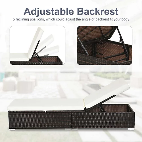 Outsunny Patio Rattan Chaise Lounge Garden Pool Wicker Sun Lounger Adjustable 4 Outsunny Patio Rattan Chaise Lounge Garden Pool Wicker Sun Lounger Adjustable - Image 4