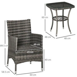 Outsunny Rattan Bistro Set Garden Chair Table Patio Outdoor Cushion Conservatory Mixed Grey -Cheap Grow And Trim Store outsunny rattan bistro set garden chair table patio outdoor cushion conservatory mixed grey5056534556471 03c MP