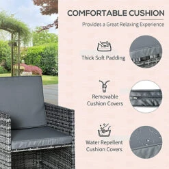 Outsunny Rattan Dining Set Garden Furniture Cube Table Chair Stool Cushion Seat Grey -Cheap Grow And Trim Store outsunny rattan dining set garden furniture cube table chair stool cushion seat grey5056399123627 06c MP