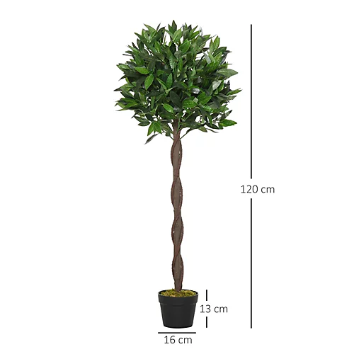 Outsunny Set Of 2 120cm Artificial Bay Laurel Topiary Trees W/ Pot Fake 3 Outsunny Set Of 2 120cm Artificial Bay Laurel Topiary Trees W/ Pot Fake - Image 3