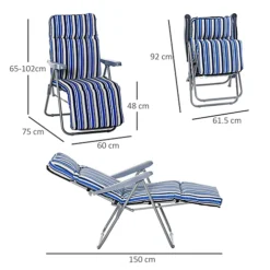 Outsunny Set Of 2 Adjustable Sun Lounger Recliner Reclining Seat Blue And White -Cheap Grow And Trim Store outsunny set of 2 adjustable sun lounger recliner reclining seat blue and white5056399122415 03c MP
