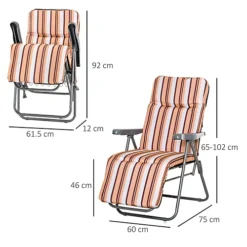 Outsunny Set Of 2 Adjustable Sun Lounger Recliner Reclining Seat Orange/White -Cheap Grow And Trim Store outsunny set of 2 adjustable sun lounger recliner reclining seat orange white5055974801165 03c MP