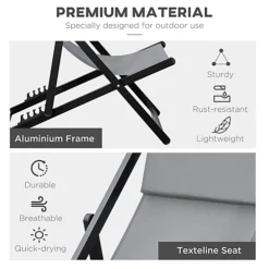 Outsunny Set Of 2 Folding Garden Beach Aluminium Frame Deck Chairs Deckchairs Seaside Folding Garden Patio Lounger, Grey -Cheap Grow And Trim Store outsunny set of 2 folding garden beach aluminium frame deck chairs deckchairs seaside folding garden patio lounger grey5056602957131 06c MP