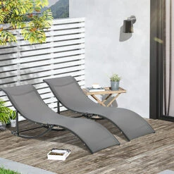 Outsunny Set Of 2 Zero Gravity Lounge Chair Recliners Sun Lounger Dark Grey