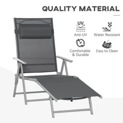 Outsunny Sling Patio Reclining Chaise Lounge Garden Furniture Folding, Dark Grey 6 Outsunny Sling Patio Reclining Chaise Lounge Garden Furniture Folding, Dark Grey -Cheap Grow And Trim Store outsunny sling patio reclining chaise lounge garden furniture folding dark grey5056534582043 03c MP